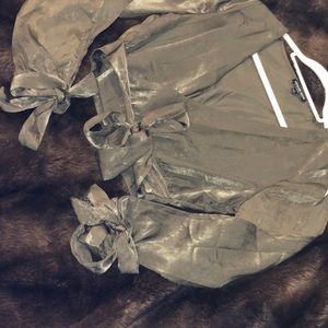 Brand New Cropped Satin Tie Blouse